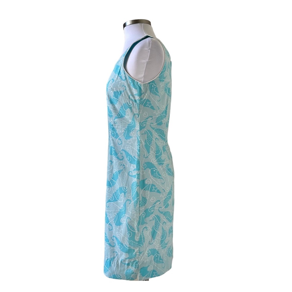 Lilly Pulitzer Sleeveless Krista Shift Dress in Scuba Blue Seahorse Size 4 - Picture 4 of 8